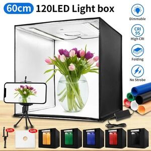 24" Large LED Light Box Photo Tent Dimmable Photography Studio Shooting Portable
